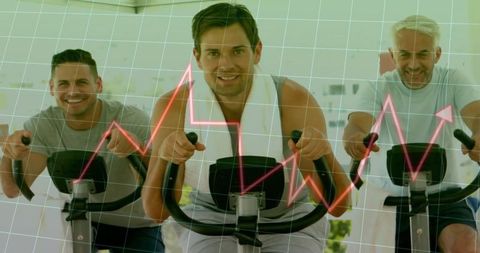 Group Cycling Class with Focus on Health Data Overlay