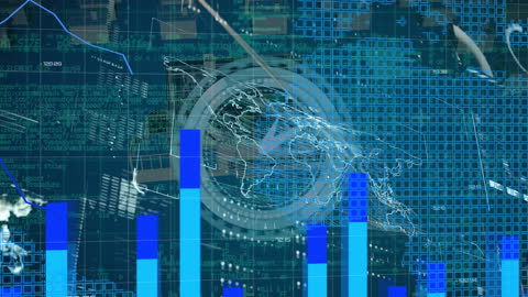 Abstract Digital Interface with Global Data Processing Animation