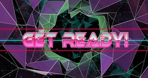 Retro Futuristic Get Ready Text with Digital Network Background