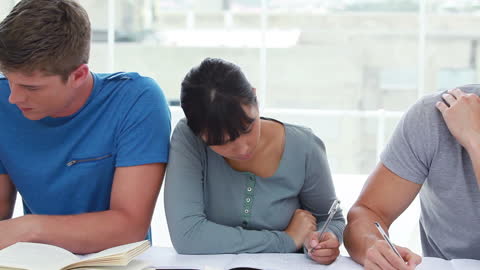 Focused Students Collaborating in Bright Classroom