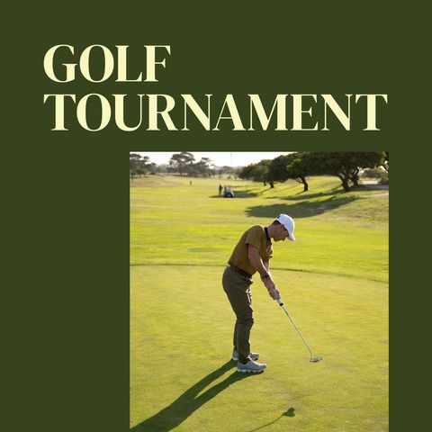 Man putting on lush golf course