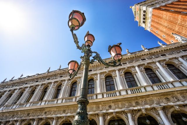 Street Lamp in Front of Historic Venetian Palace - Download Free Stock Photos Pikwizard.com