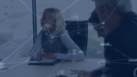 Businesspeople Collaborating with Digital Network Overlay