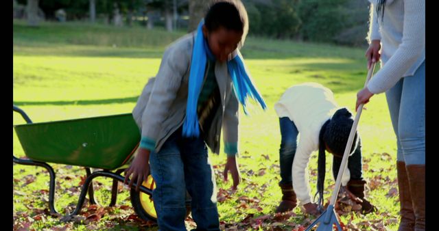 Children Helping with Yard Work on a Sunny Day - Download Free Stock Images Pikwizard.com