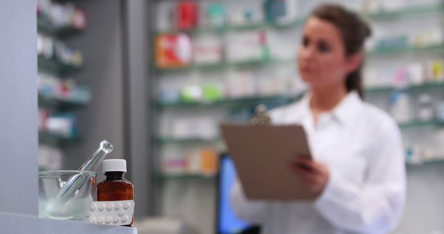 Pharmacist Preparing Medication in Pharmacy Background - Download Free Stock Images Pikwizard.com