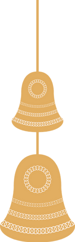 Golden Bells in Flat Design on Transparent Background Elegance and Festivity