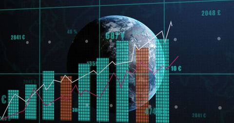 Global Financial Data Processing with Digital Interface Overlay - Download Free Stock Images Pikwizard.com