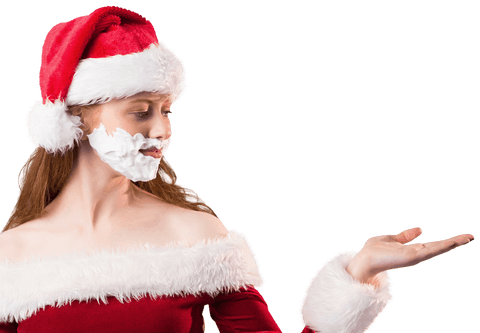 festive redhead wearing foam beard transparent background - Download Free Stock Videos Pikwizard.com