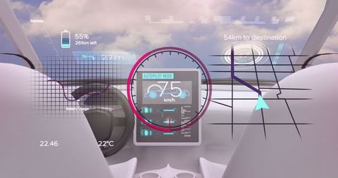 Futuristic In-Car Infotainment With Autopilot Navigation Interface