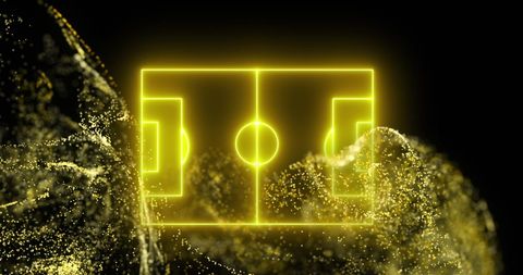 Neon Soccer Field Overlays Digital Wave in Futuristic Theme - Download Free Stock Images Pikwizard.com