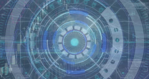 Digital Futuristic HUD with Data Processing Visual Effects