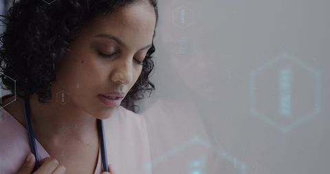 Pensive Doctor with Emerging Medical Technology