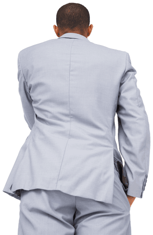 Rear View Professional African American Businessman on Transparent Background