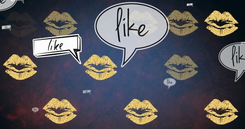 Trendy design with glitter lips and like speech bubbles