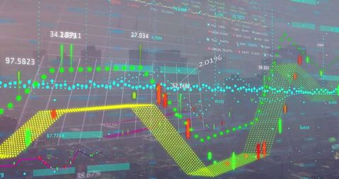 Innovative financial data overlay above cityscape