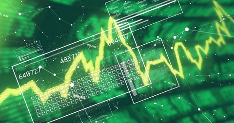Financial Data Analysis with Dynamic Green Charts in Background - Download Free Stock Images Pikwizard.com