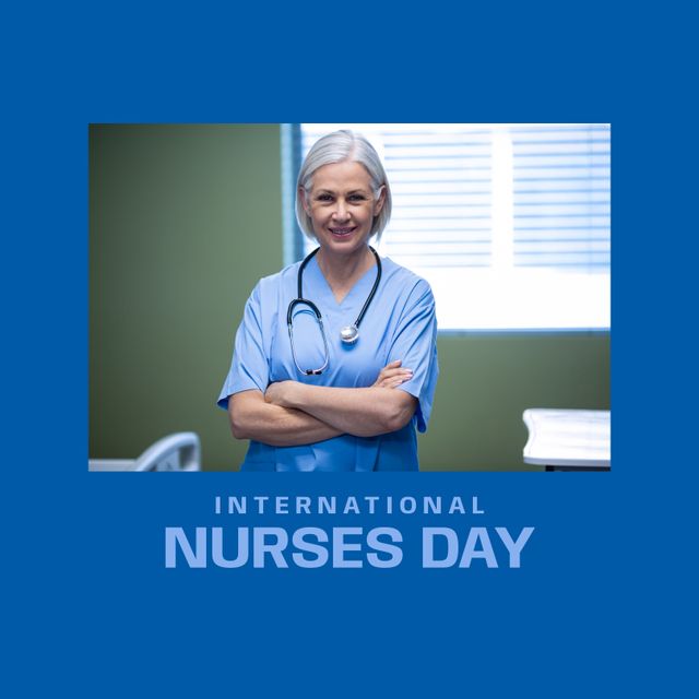 Happy International Nurses Day Celebration with Smiling Nurse - Download Free Stock Templates Pikwizard.com