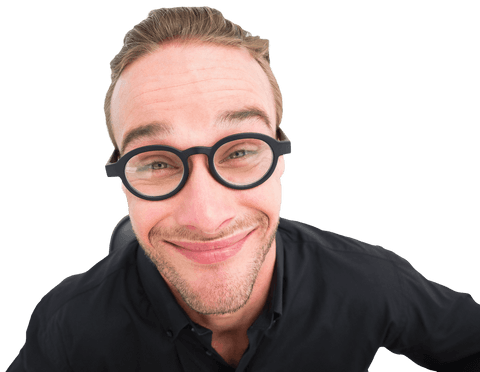 Amusing Businessman Wearing Round Transparent Glasses - Download Free Stock Videos Pikwizard.com