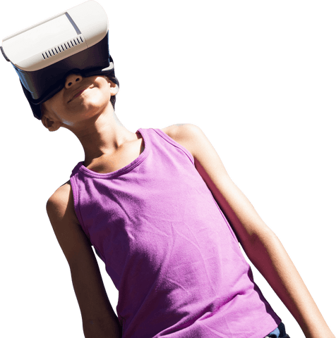 Young Boy Engaged in Virtual Reality With Transparent Background