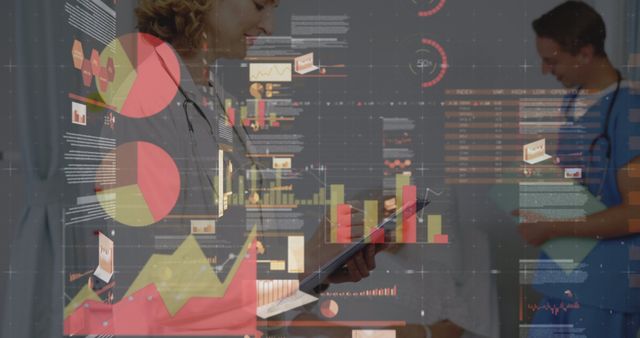 Healthcare Professionals Analyzing Data Charts and Graphs with Digital Interface - Download Free Stock Images Pikwizard.com