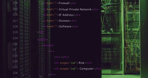Code Overlay On Server Room Highlighting Cyber Security Concept - Download Free Stock Images Pikwizard.com