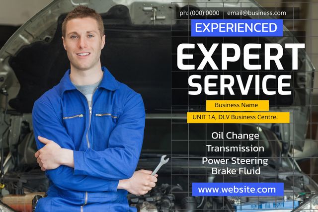 Confident Mechanic Offering Expert Automotive Services in Garage - Download Free Stock Templates Pikwizard.com