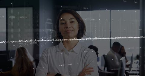 Confident Businesswoman Analyzing Financial Data Trends