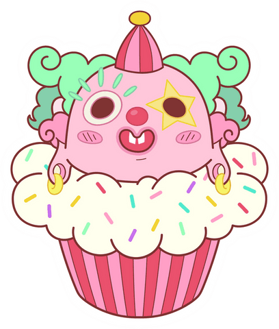 whimsical cupcake clown with party hat on transparent background - Download Free Stock Videos Pikwizard.com