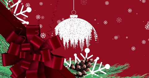 Festive Christmas Ornament With Snowflakes on Red Background - Download Free Stock Images Pikwizard.com