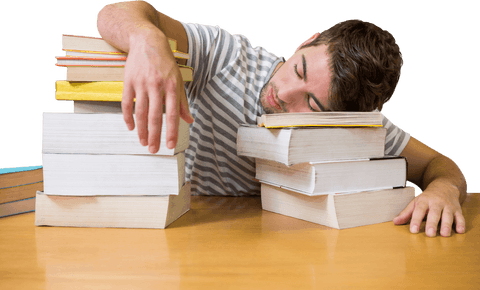 Exhausted Student Sleeping with Books Surrounded by Transparent Backgrounds - Download Free Stock Videos Pikwizard.com