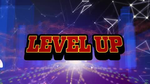 Level Up Text Overlay on Digital Network Background