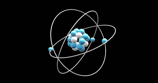 3D Spinning Atom Model Showing Electrons Around a Nucleus on Black Background - Download Free Stock Images Pikwizard.com