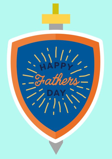This vibrant shield-shaped template celebrates Father's Day with bold colors and a distinctive shield design. Ideal for use in greeting cards, digital promotions, or personal messages. Perfect for creating heartfelt Father’s Day cards or advertisements. Vibrant colors and classic symbolism make it versatile for various applications.