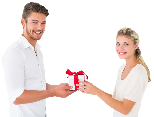 Happy couple exchanging gift on transparent background - Download Free Stock Videos Pikwizard.com