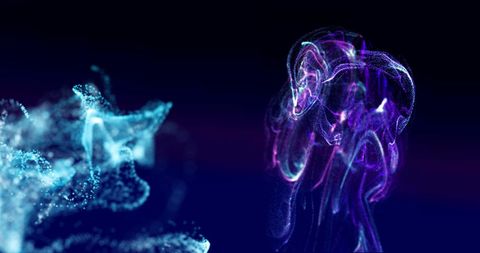 Glowing Blue and Purple Particles Creating Abstract Forms on Black Background - Download Free Stock Images Pikwizard.com