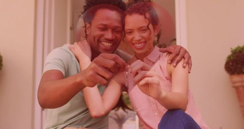 Romantic Couple Celebrating New Home with Heart Overlay - Download Free Stock Images Pikwizard.com