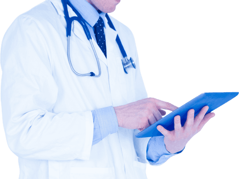 Transparent Male Doctor Using Digital Tablet Over White Background - Download Free Stock Videos Pikwizard.com