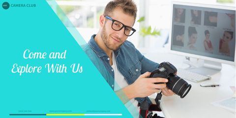 Cheerful Photographer Invites You to Join Creative Photo Community - Download Free Stock Templates Pikwizard.com