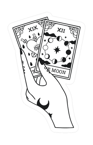 Transparent hand with mystical tarot cards for spiritual design