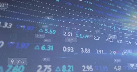 Digital Stock Market Dashboard Showing Live Trading Data, Charts and Engagement Metrics