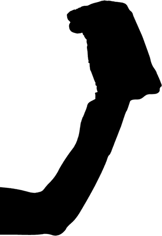Silhouette of arm showing flex on transparent background