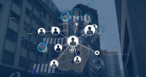 Futuristic Network Connections with Biometrics Overlaying Urban Landscape - Download Free Stock Images Pikwizard.com