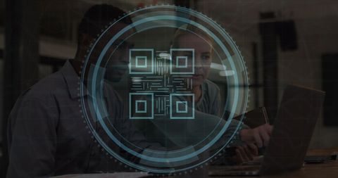 Diverse Team Discussing Cybersecurity Solutions with QR Code Overlay - Download Free Stock Images Pikwizard.com