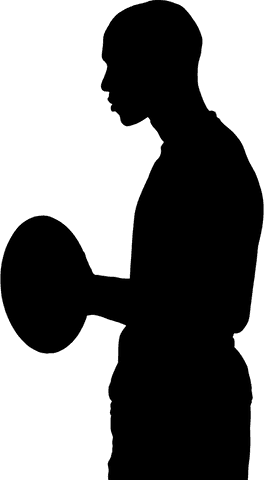 Transparent silhouette of athlete playing rugby action shot