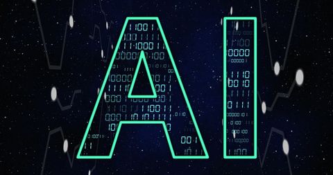 AI in Digital Binary Code on Cosmic Background - Download Free Stock Images Pikwizard.com