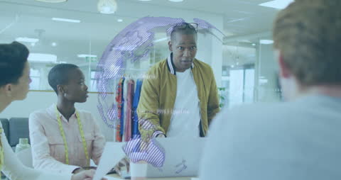 Digital World Network Animation Over Diverse Team Collaboration