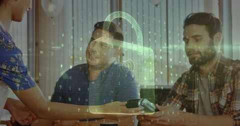 Digital security concept with people conducting a smart payment transaction