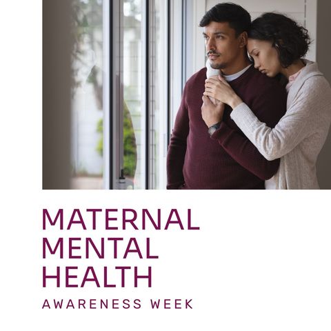 Biracial Couple Highlighting Maternal Mental Health Awareness