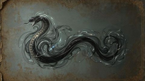 Mystical smoky king cobra on weathered background