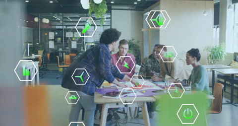 Diverse Team Collaborating in Futuristic Office Environment